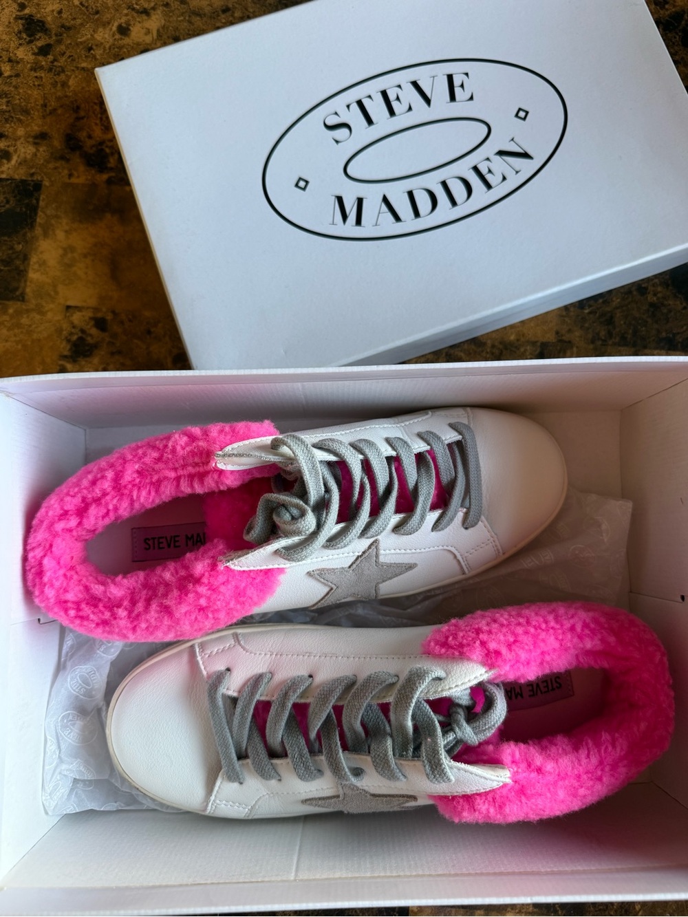 Steve Madden pink fuzzy shoes